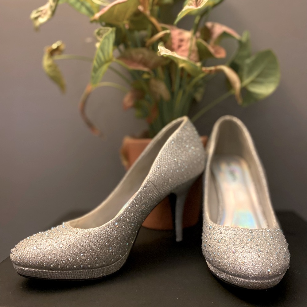 Silver Slipper Dress Heels